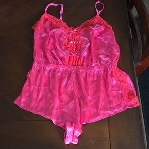 (J65) Adore Me Vibrant Pink Lace Chemise Sz L